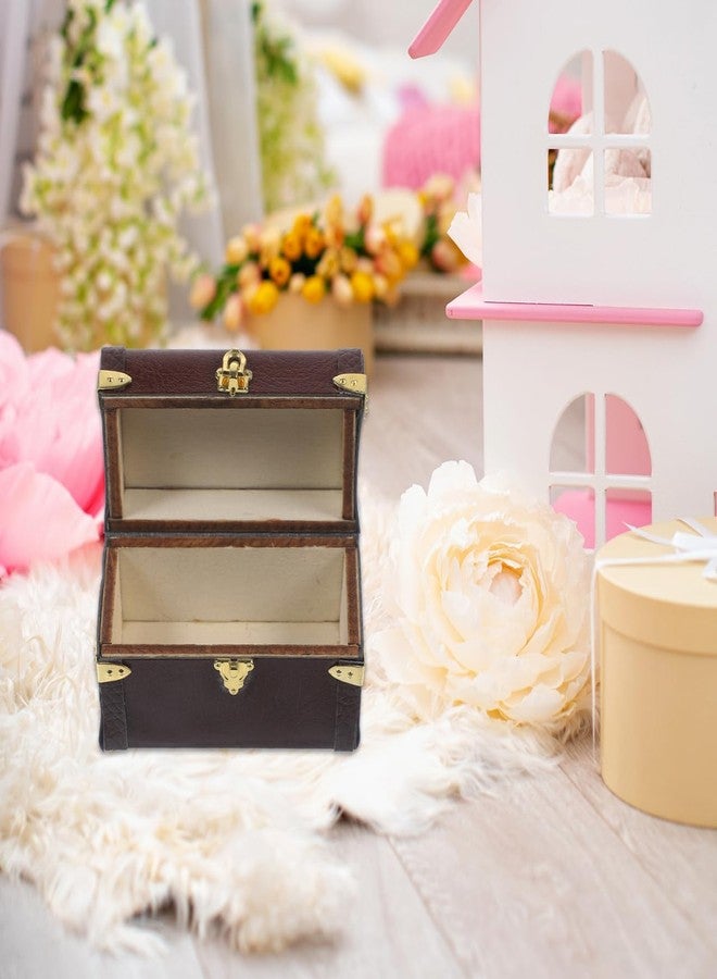 BRIGHTFUFU Vintage Dollhouse Miniature Suitcase Model Storage Case for Mini House Decor Elegant Wooden and Leather Travel Trunk Miniature Luggage for Dollhouses and Play Scenes - Image 3